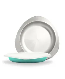 VIIDA Stainless Steel Feeding Plate  with Lid-  Turquoise