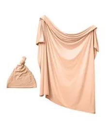 Anvi Baby Stretchy Bamboo Spandex Swaddle & Hat- Peach