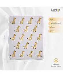Nurtur 100% Cotton Knitted Baby Blanket Giraffe - Grey