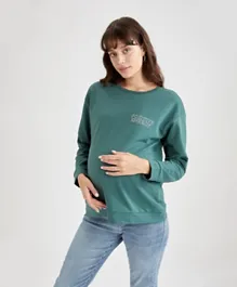 DeFacto Knitted  Long Sleeve Maternity T-Shirt - Green