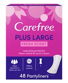 Carefree Plus Large Fresh Scent Panty Liners - Pack of 48