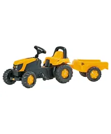 Rolly Toys JCB Pedal Tractor & Trailer, Ride-On for Kids, Yellow, Durable Outdoor Toy with Anti-Slip Pedals - Ages 2.5 Years+