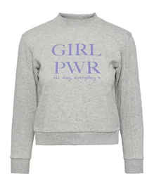 Little Pieces Girl Power Sweater - Light Grey