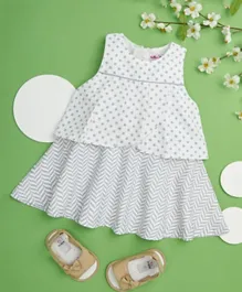 Smart Baby Printed Dual Flare Dress - Off White