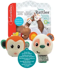 Infantino Wrist Rattles Monkey Panda Multicolour - Pack of 2
