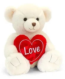 Keel Toys Cream Snuggles Bear with Heart - 25cm
