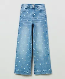 OVS Floral Embroidered Jeans - Blue
