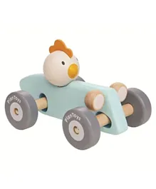 Plantoys Wooden Sustainable Play Chicken Racing Car - Light Blue