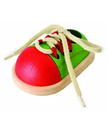 Plan Toys Wooden Tie-Up Shoe - Red & Green