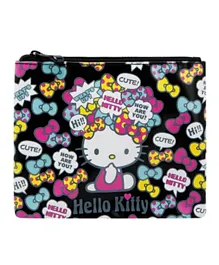 Hello Kitty Printed Zip Closure Flat Pouch Travel Pouch iPad Mini Case - Black