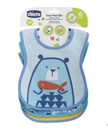 Chicco Weaning Bib Pack of 3 - Blue