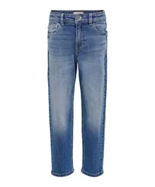 أونلي كيدز بنطلون جينز بتصميم موم فت  - أزرق متوسط