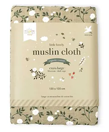 A Little Lovely Company Muslin Cloth XL Blossom - Dark Sage