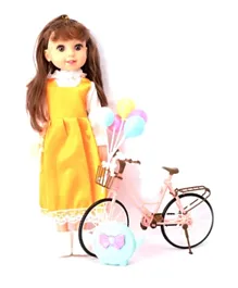 Interactive 3D Eyes Music Doll Set with Bicycle & Balloons - Imaginative Play, Motor Skills Development, Durable Toy for Kids 3+ Years, 40cm