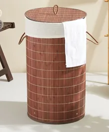 HomeBox Knock Down Circular Bamboo Laundry Basket