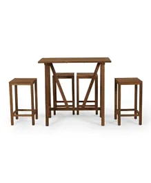 PAN Home Marcio Office Outdoor 1+4 Dining Set Solid Wood - Natural
