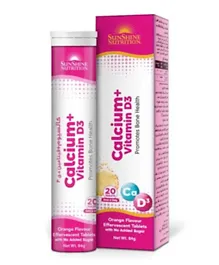 Sunshine Nutrition Calcium + Vitamin D3 Food Supplement - 20 Tablets