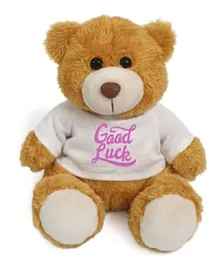 Fay Lawson Plush Teddy  with Good Luck on White T-shirt Golden Brown - 15 cm