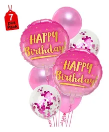 Party Propz Happy Birthday Printed Balloons Combo Set for Girls - Pack of 7