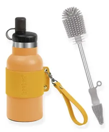 Haakaa Easy Carry Insulated Water Bottle Mandarin + Silicone Double Ended Brush Suva Grey