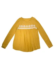 Mums & Bumps Mara Mea Maternity & Nursing Embroidered Blouse - Mustard