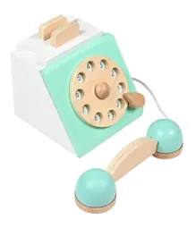 BAYBEE Pretend Play Wooden Landline Phone Toy - Green