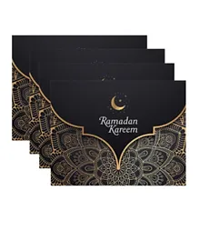 هايلاند مفارش سفرة رمضان كريم أسود وذهبي - مجموعة من ٦