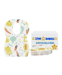 Star Babies Fruits Print Disposable Bibs - 100 Pieces