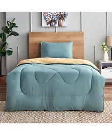 HomeBox Derby Reversible Microfibre Single Comforter Set Blue - 2 Pieces