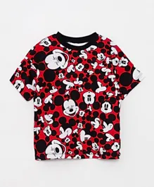 LC Waikiki Crew Neck Short Sleeve Mickey Mouse T-Shirt - Red