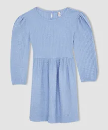DeFacto Puffed Shoulders Dress - Blue