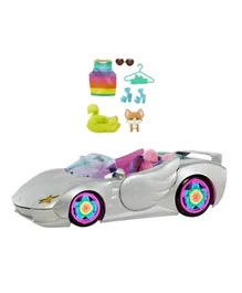 Barbie Barbie Extra Vehicle Sparkly Silver Car with Rolling Wheels Pet Puppy & Accessories