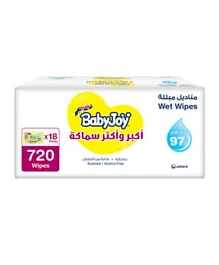 BabyJoy Thick and Larger Wet Wipes Pack of 18 - 720 Pieces