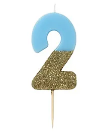 Talking Tables  Glitter Number Candle 2 - Blue