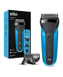 Braun Shaver 310BT, Series 3 Shave and Style Rechargeable Wet and Dry Electric Shaver - Blue