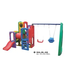 Myts Mega Kids Play Area Slides with Swings - Multi Color