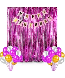 Party Propz Pink Birthday Decoration Combo - Pack of 27