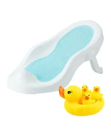 Star Babies Recline & Rinse Bather With Rubber Duck Toy -Blue & Yellow