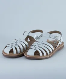 Just Kids Brands Ella Buckle Flat Sandals - White