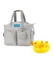 Star Babies Diaper Bag with Pacifier Pouch and Rubber Duck Toys - Grey