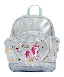 Eazy Kids Unicorn School Backpack Silver - 9 Inches