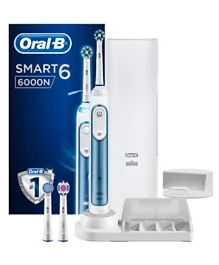 Oral-B Smart 6 6000N Rechargeable Toothbrush with Bluetooth Connectivity & Travel Case - Blue