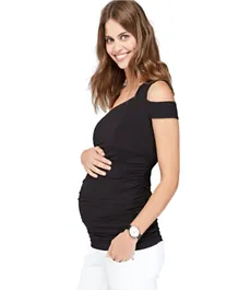 Mums & Bumps - Isabella Oliver One Shoulder Maternity Top - Black