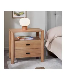 PAN Home Stafford Night Stand With 2 Drawers Solid Oak Wood - Natural
