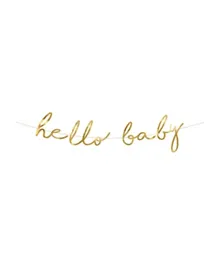 PartyDeco Little Star Hello Baby Gold Banner