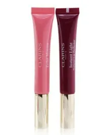 Clarins Instant Light Natural Lip Perfecter Coll (01 Rose Shimmer + 08 Plum Shimmer) Pack of 2 - 12mL each