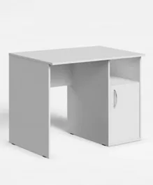 Skyland Rectangular Computer Desk With Open Shelf & Swing Door - White