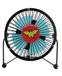 DC Comics Warner Bro Wonder Women Metal Quiet USB Fan Long-Lasting Desk Personal Fan - Black and Red