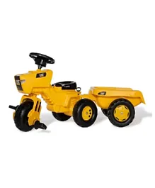 Rolly 3 Wheeler CAT Ride-On Tractor With Trailer - Yellow & Black