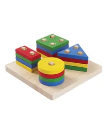 Plan Toys Wooden Geometric Sorting Board - Multicolor